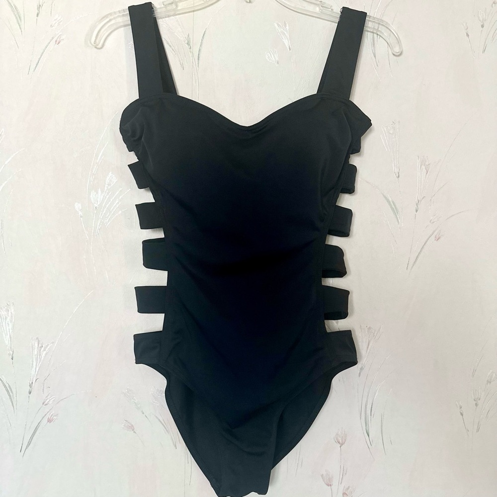 Asos Caged Bow Back Swimsuit